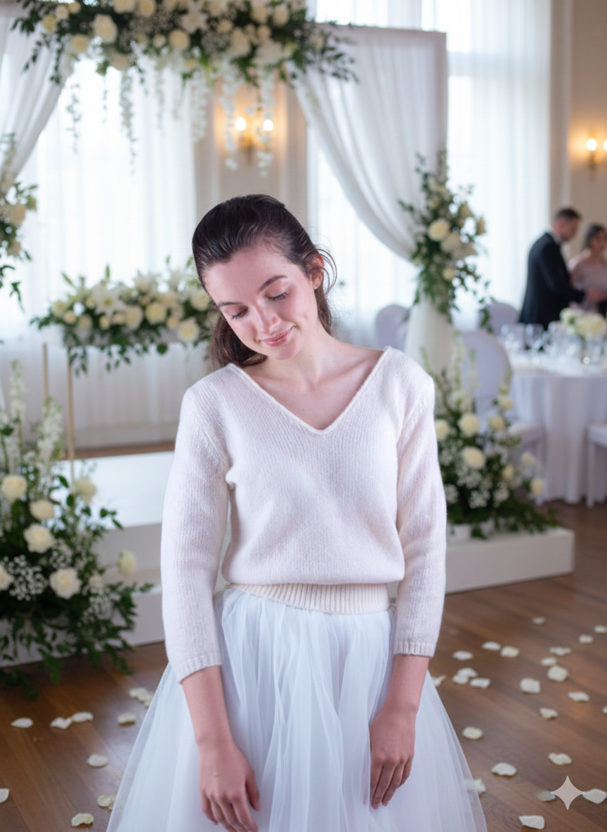 Brautpullover mit 3/4 Arm