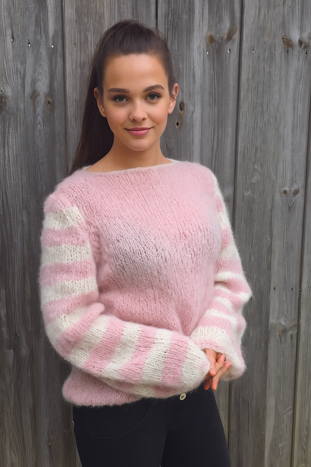 Reiki Strickpullover rosa creme