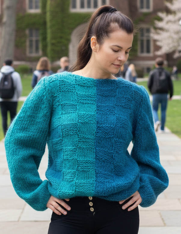 Handgestrickter Pullover weit