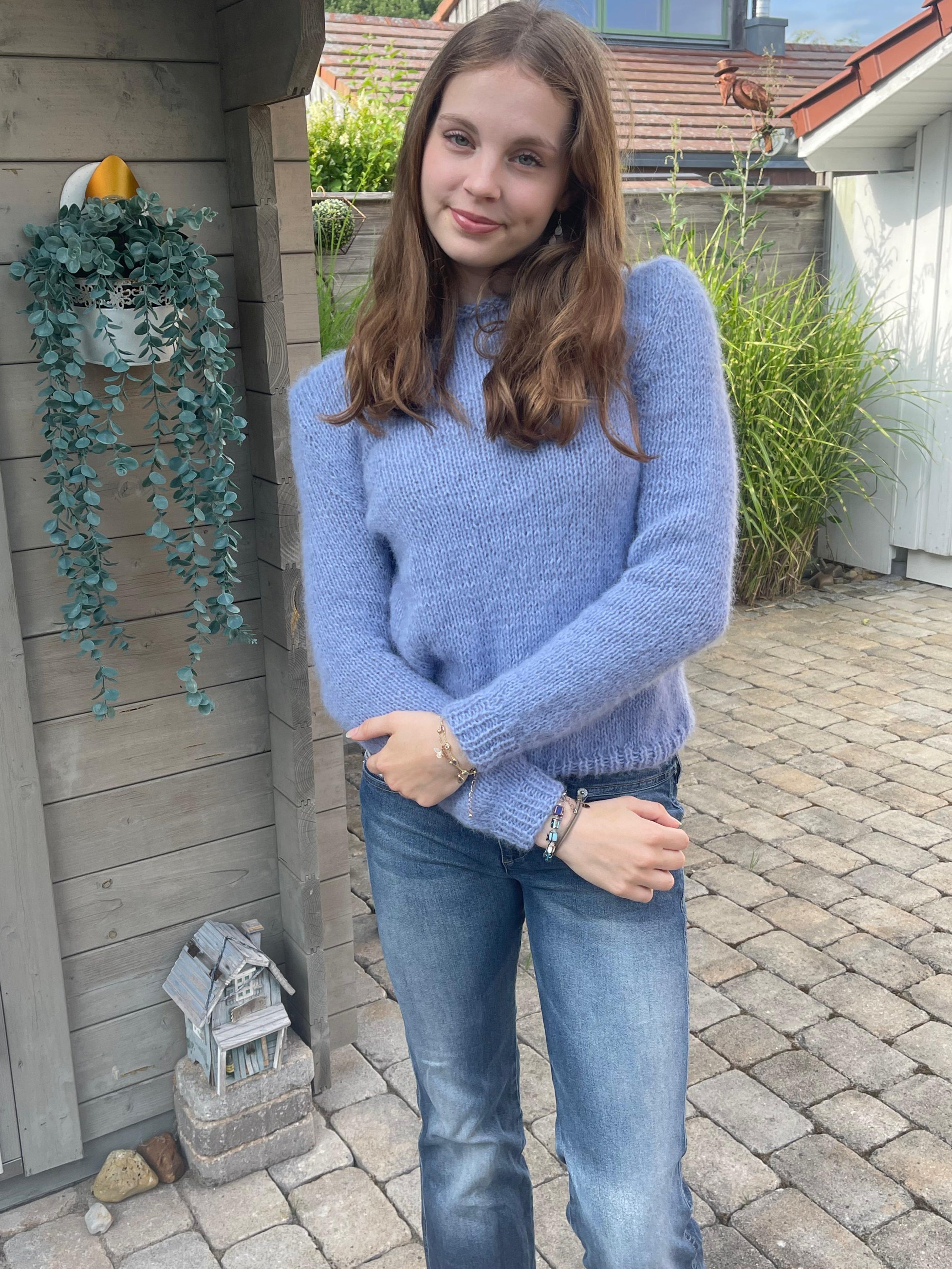 Strickpullover mauve Anleitung