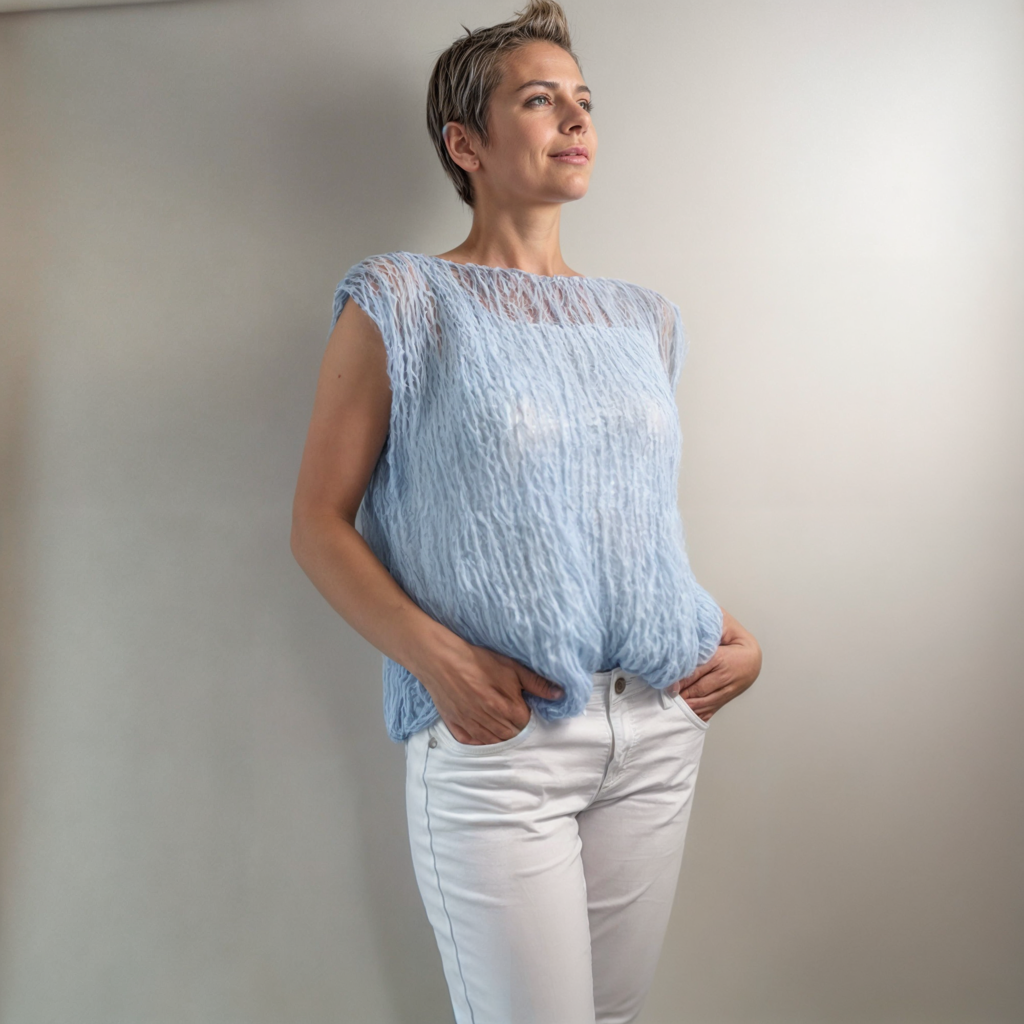 Knit Kit Strick - Weste aus weicher Mohair Wolle gestrickt für den Sommer