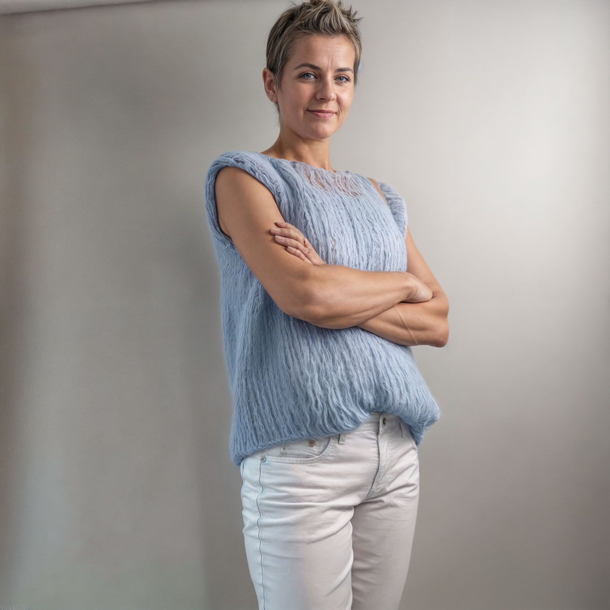 Knit Kit Strick - Weste aus weicher Mohair Wolle gestrickt für den Sommer