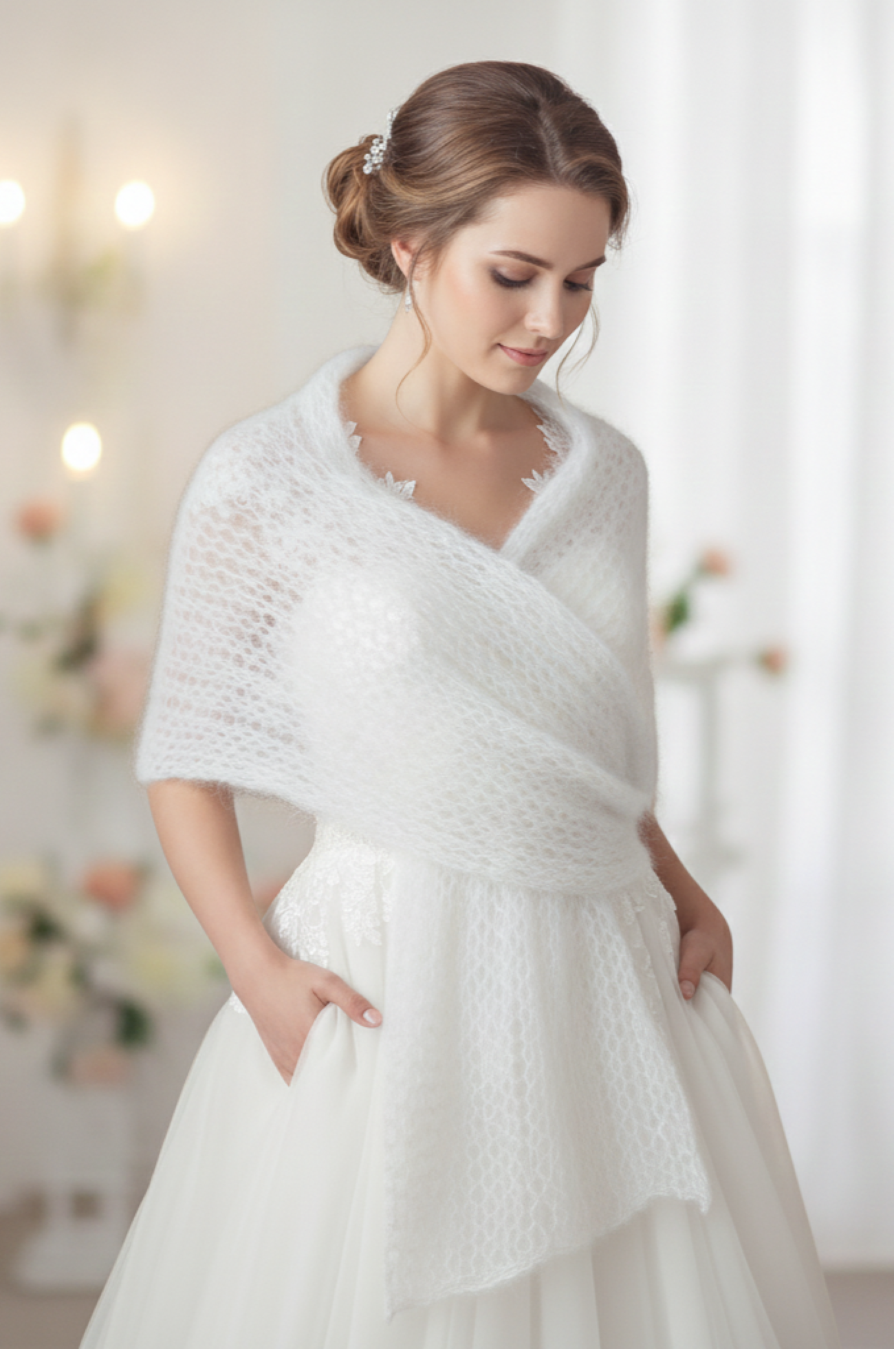 Braut Stola aus Mohair für die Hochzeit Strickanleitung von Beemohr
