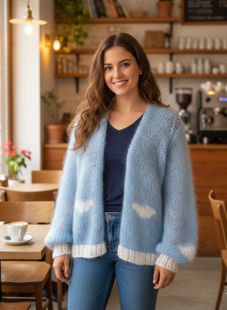 Strickjacke mit Wolken