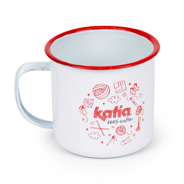 Duftender Kaffee aus weiß roter Vintage Tasse von Katia