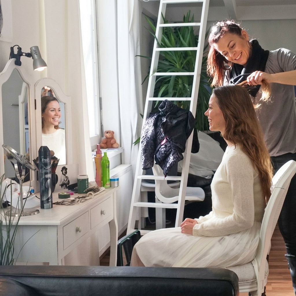 Beemohr Fotoshooting ich friesiere meine Modell für die Hochzeit