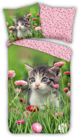 Bedruckte Baumwoll Bettwäsche mit Kitten Katze