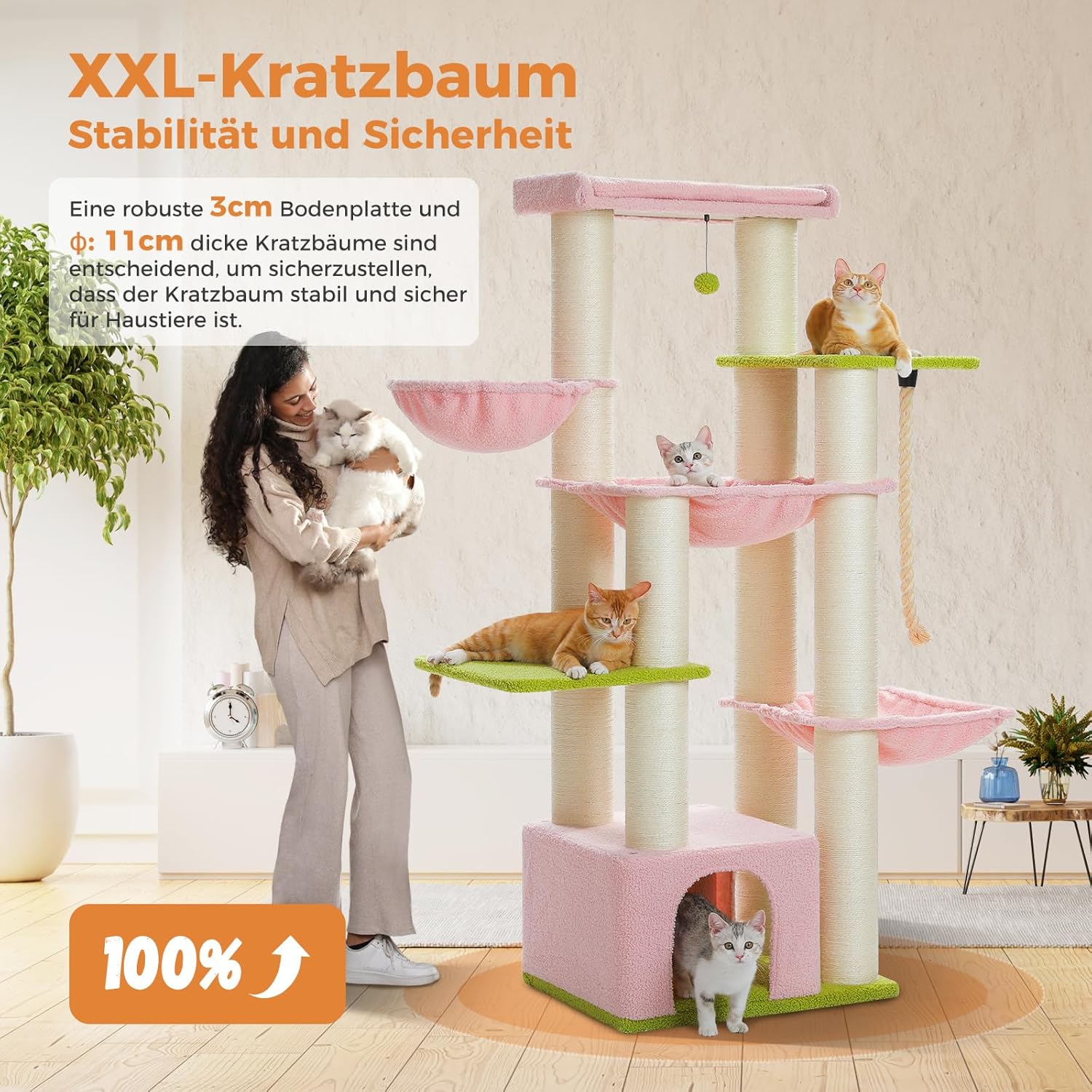 Premium Katzenbaum rosa beige