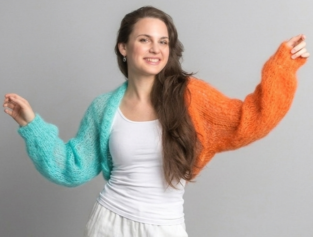 Bolero zweifarbig aus Mohair