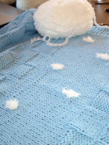 Strickanleitung: für eine Babydecke mit Schneebällen im Karo - Muster - Beemohr