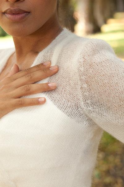 Lange Bolero Jacke zum Wickeln MAJA  aus KASCHMIR mit weitem Arm - Beemohr