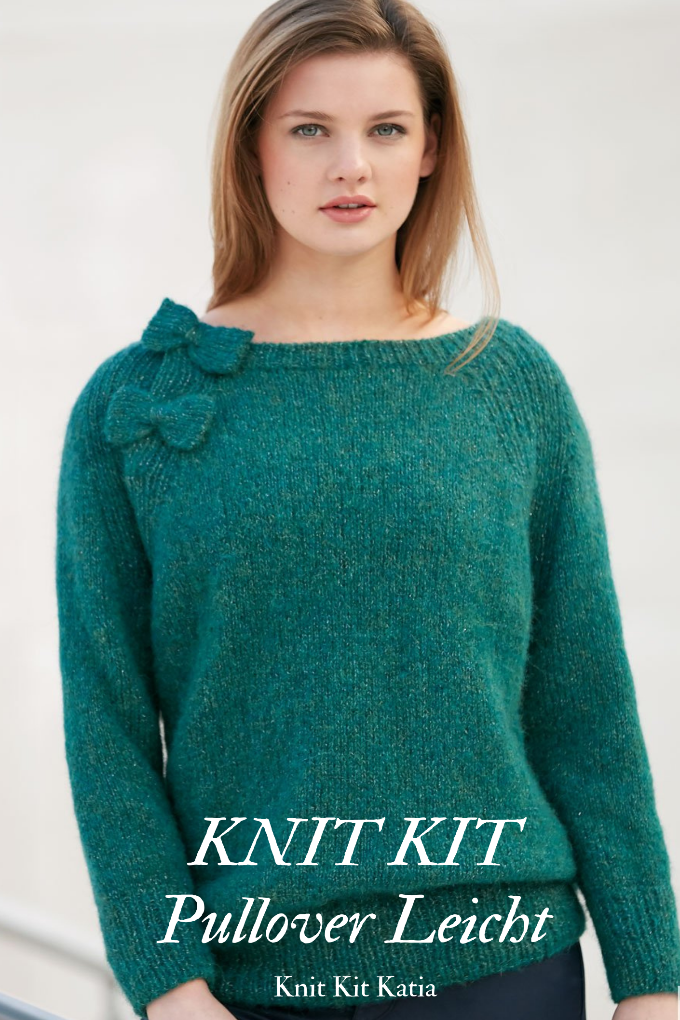 KNIT KIT: Pullover mit Schleifen gestrickt aus weichem Alpaca Silver von Katia - Beemohr