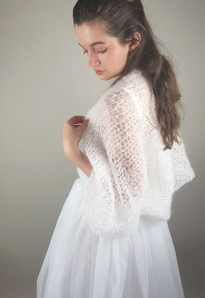 Strickanleitung Bolero grob gestrickt SKY für Bräute im Boho Look - Beemohr