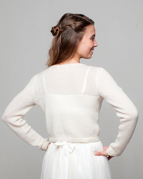 Bolero mit Knöpfen MIMI in weiß und ivory für Winterbräute und Herbstbräute - Beemohr