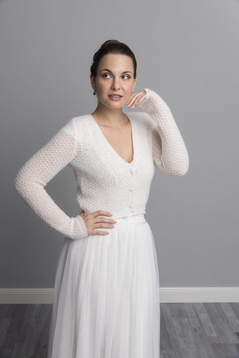 Wedding knit cardigan lace for brides - Beemohr