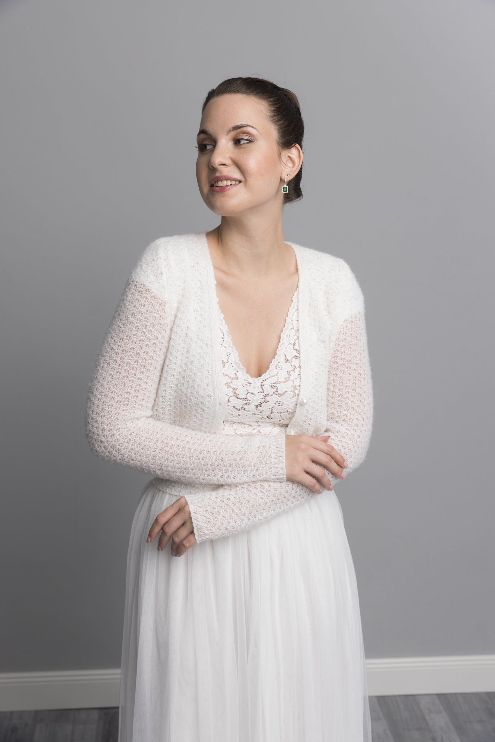 Knit jacket with knots lace for brides - Beemohr