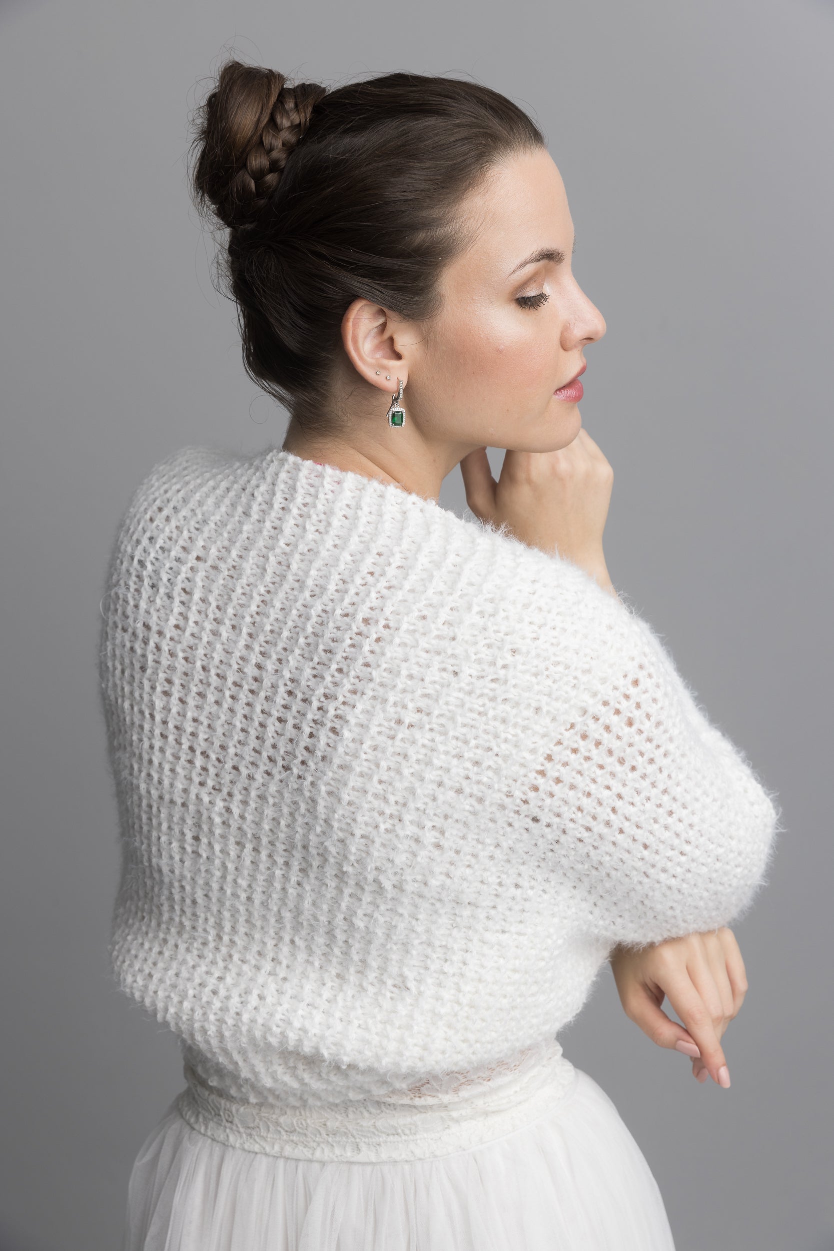 Handgestrickter Braut Bolero ♥ SNOWBALL ♥ kuschelig und wärmend für Herbst und Winter - Beemohr