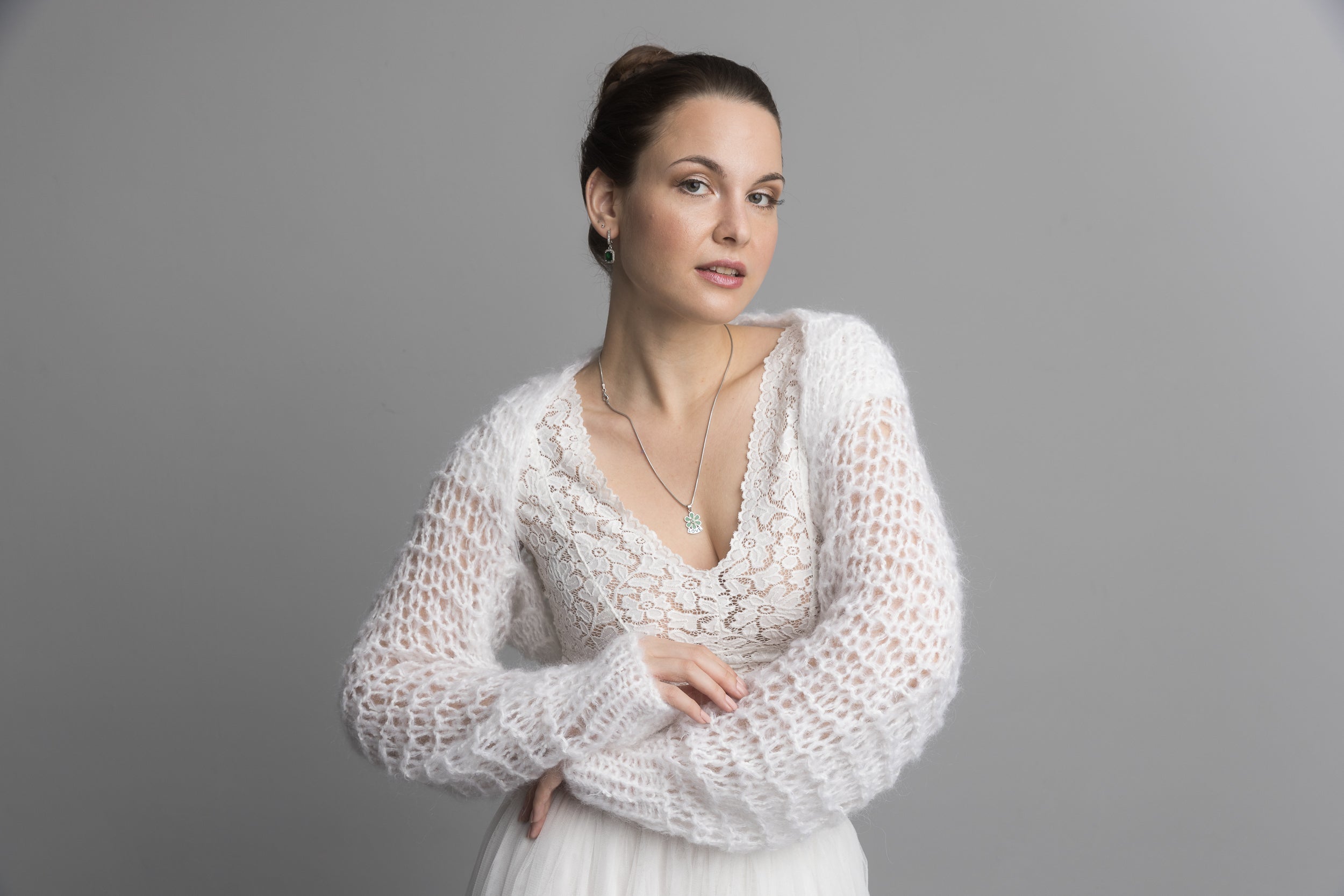 For You: Leichter lockerer Bolero NOVY für Hochzeit und Freizeit aus einem weichen Mohair Mix - Beemohr