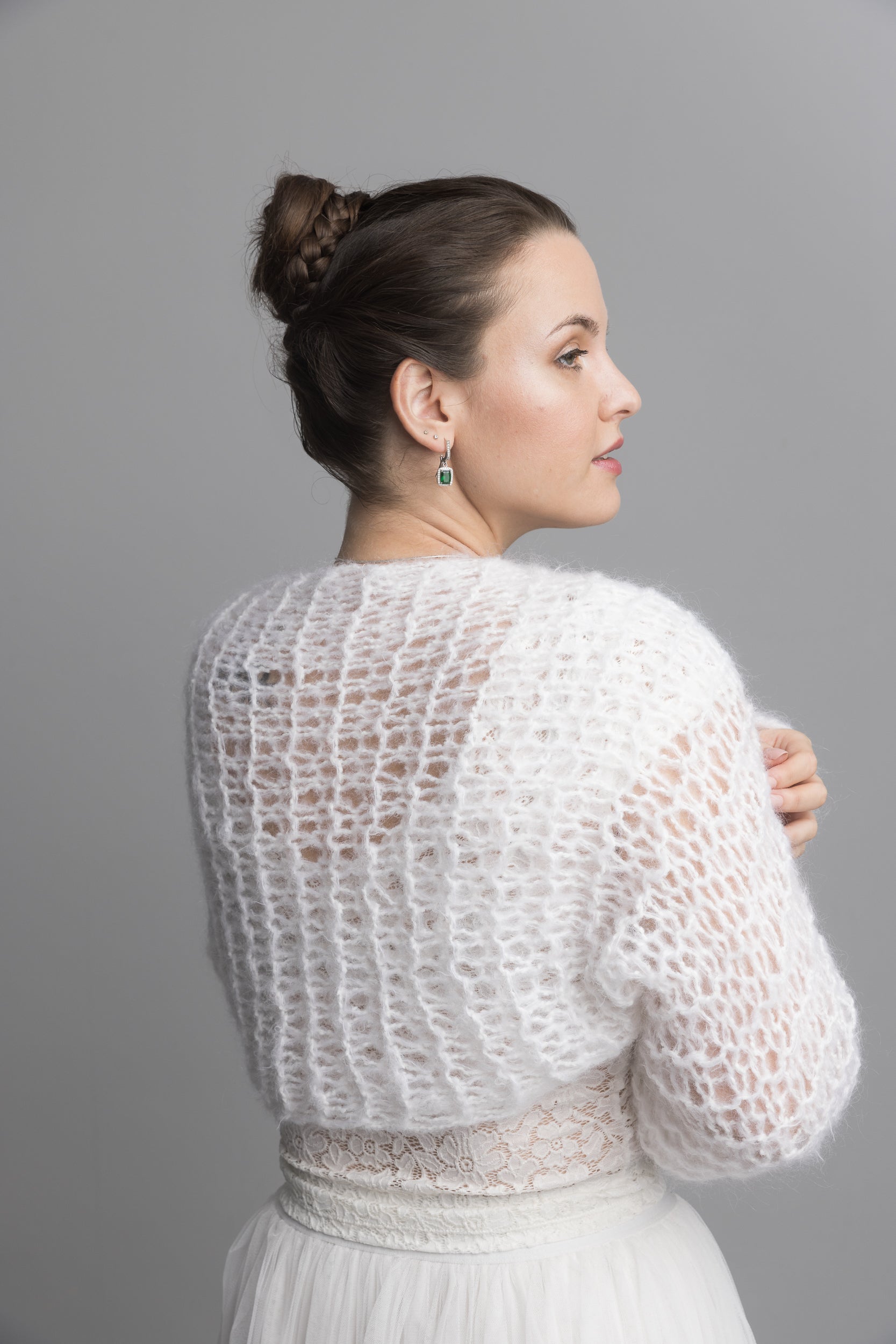 For You: Leichter lockerer Bolero NOVY für Hochzeit und Freizeit aus einem weichen Mohair Mix - Beemohr