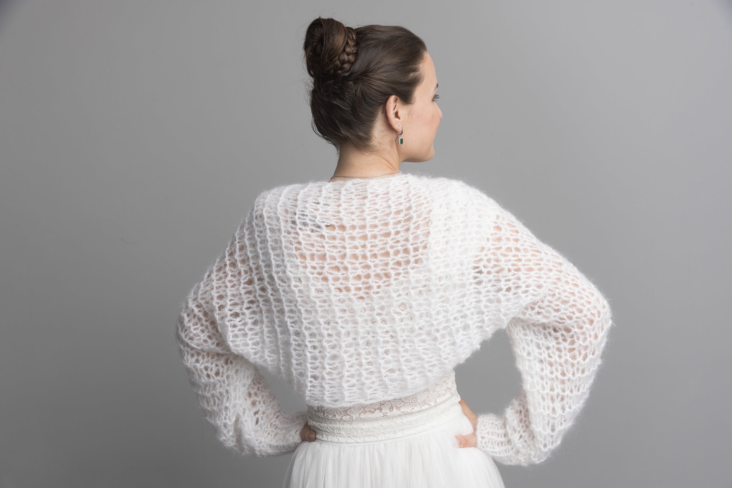 For You: Leichter lockerer Bolero NOVY für Hochzeit und Freizeit aus einem weichen Mohair Mix - Beemohr