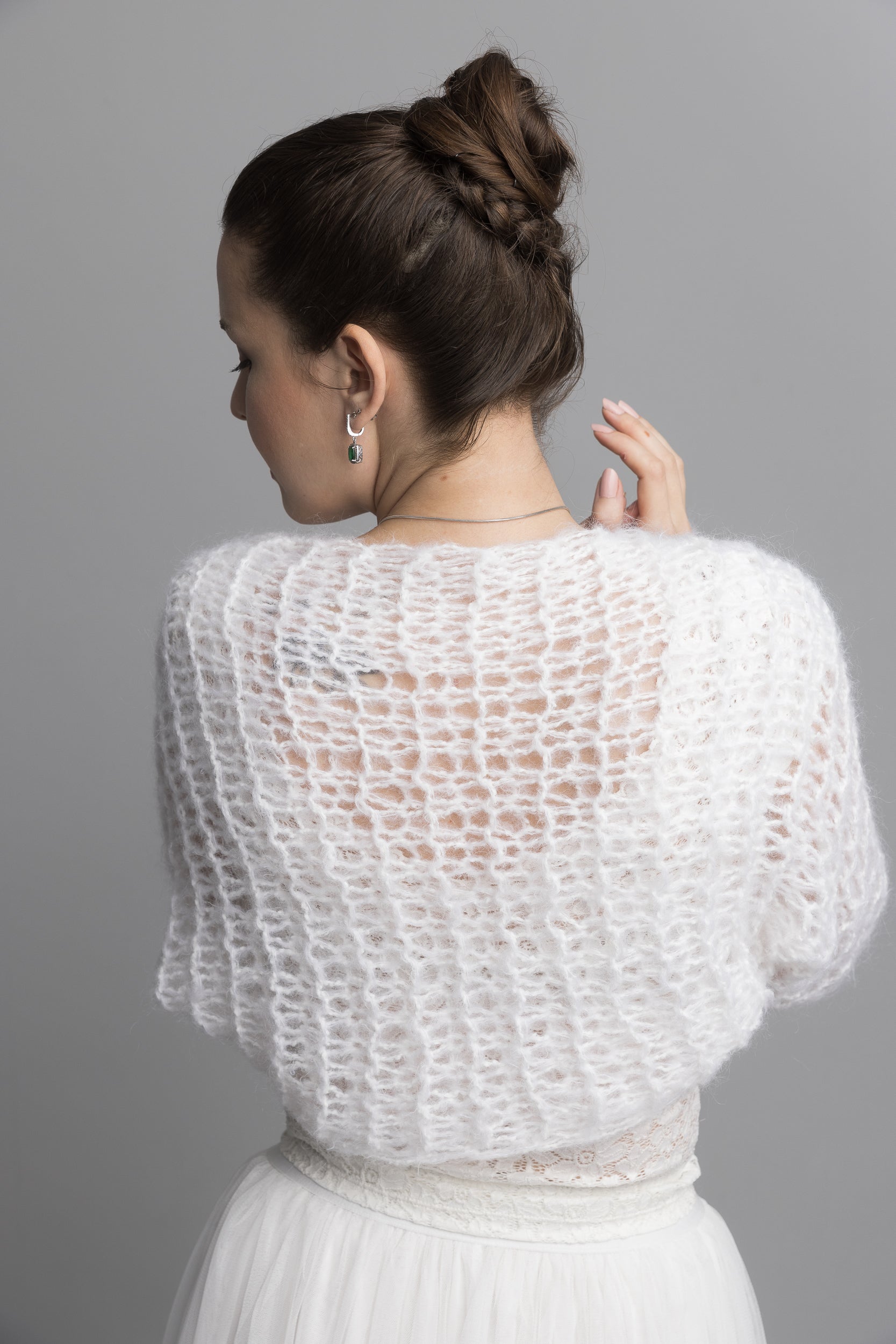 For You: Leichter lockerer Bolero NOVY für Hochzeit und Freizeit aus einem weichen Mohair Mix - Beemohr