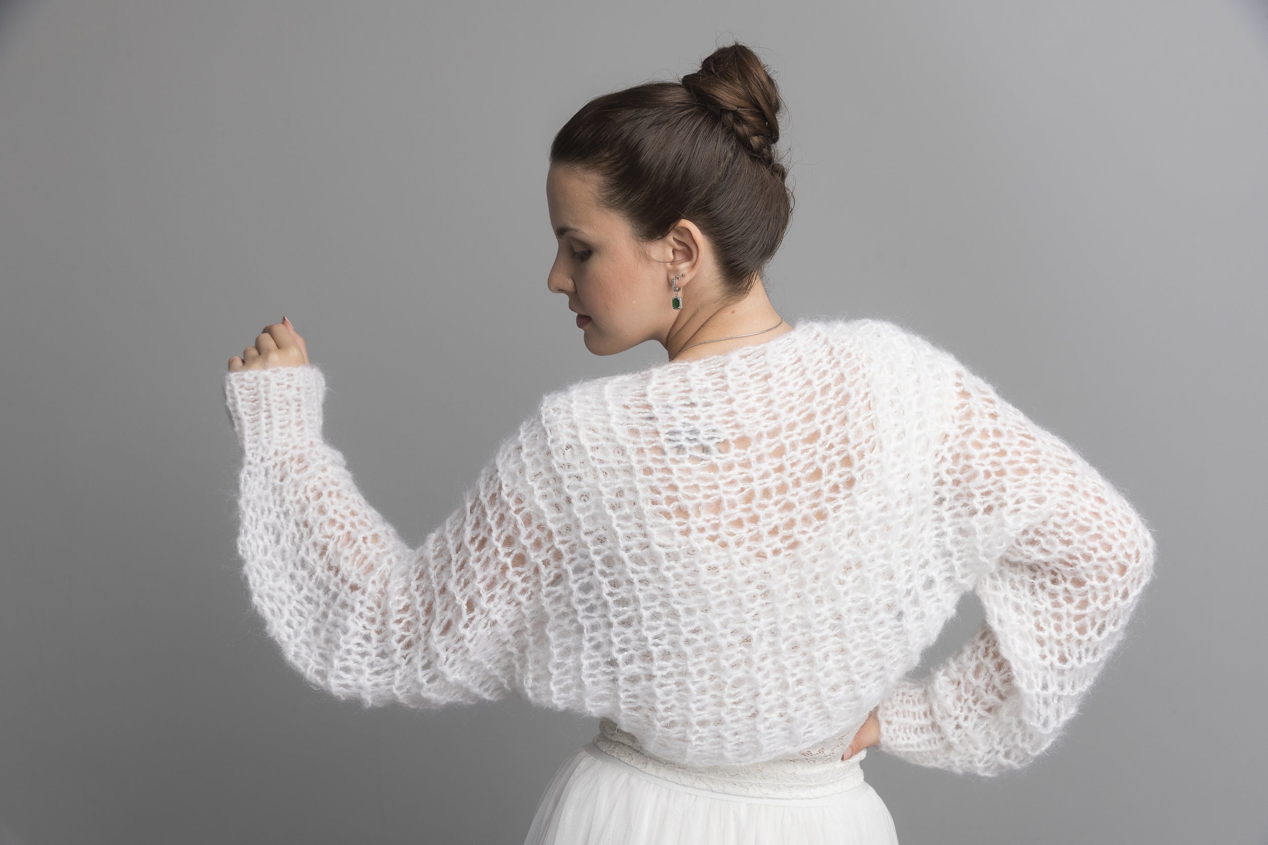 For You: Leichter lockerer Bolero NOVY für Hochzeit und Freizeit aus einem weichen Mohair Mix - Beemohr