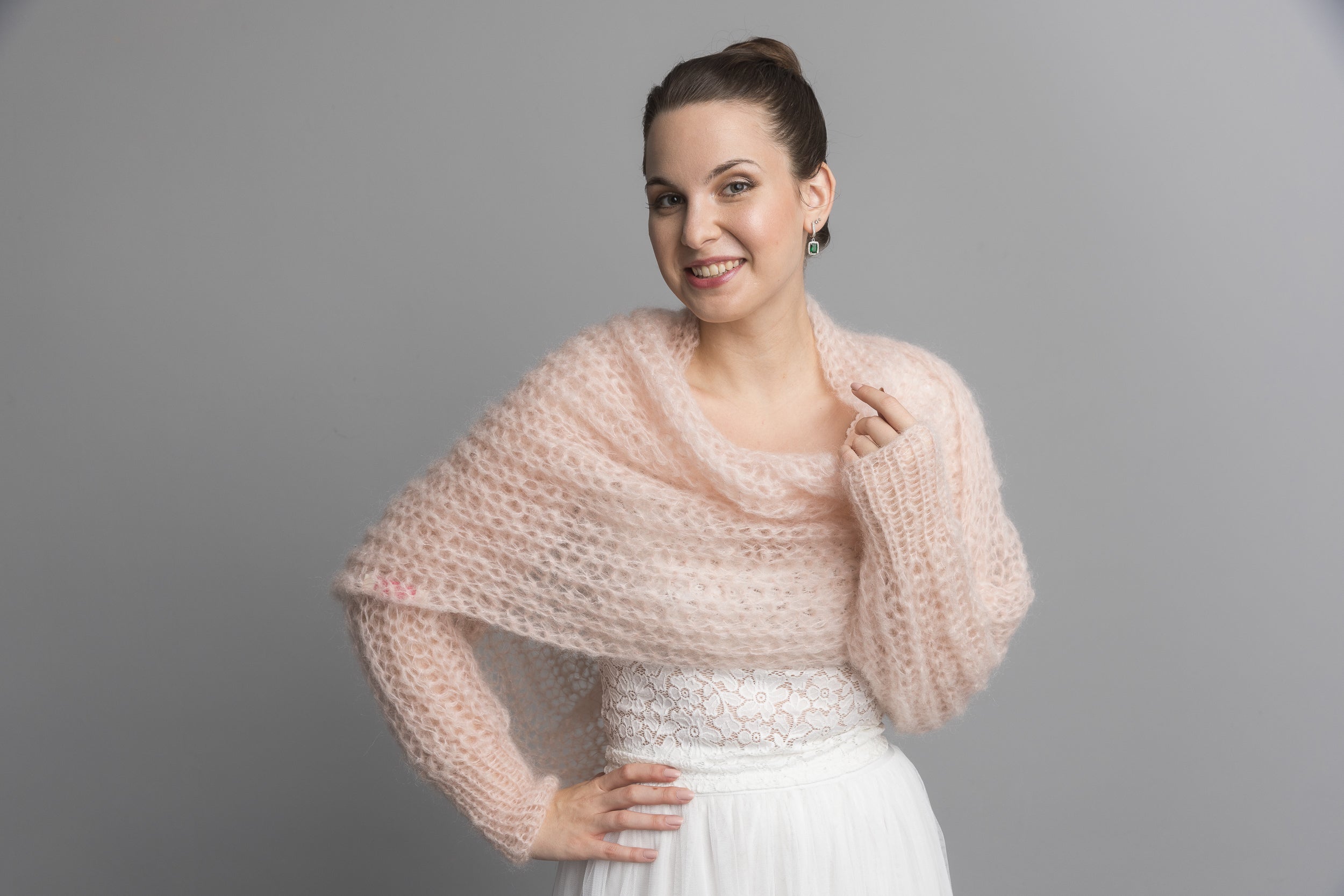 Knit Kit: Stolero gestrickt im 3 D Muster aus Ingenua Mohair - Beemohr