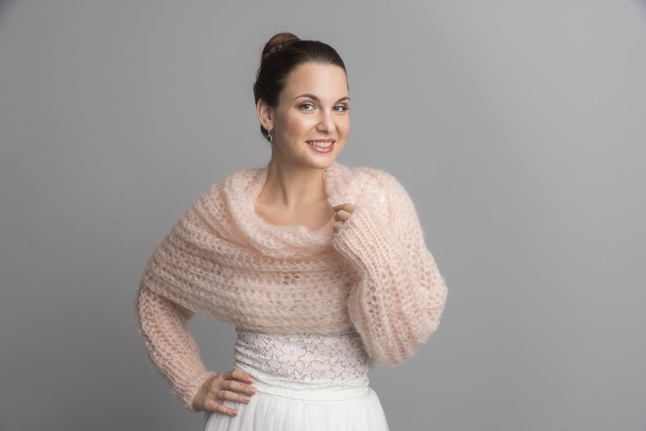 Knit Kit: Stolero gestrickt im 3 D Muster aus Ingenua Mohair - Beemohr