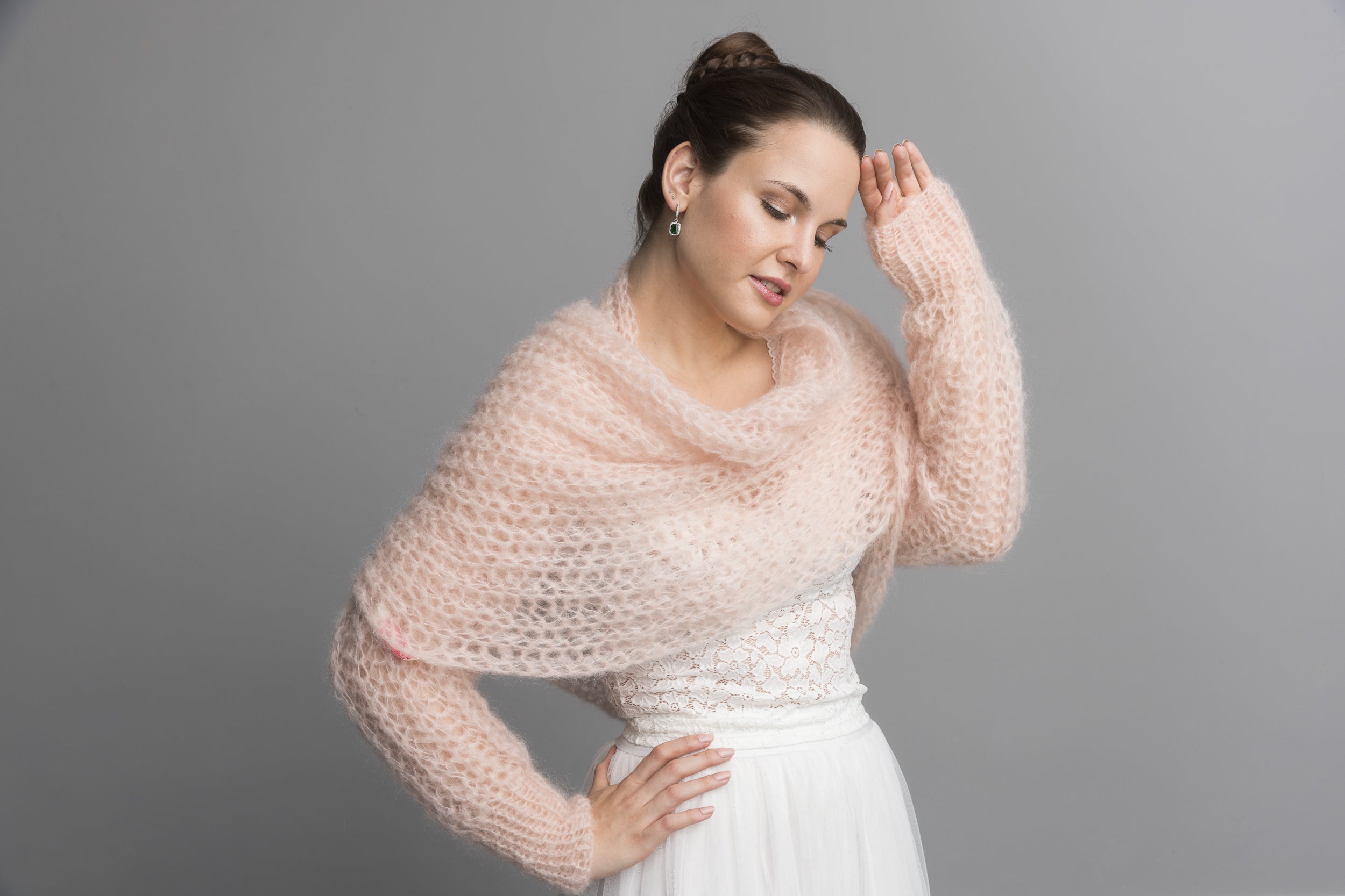 Knit Kit: Stolero gestrickt im 3 D Muster aus Ingenua Mohair - Beemohr