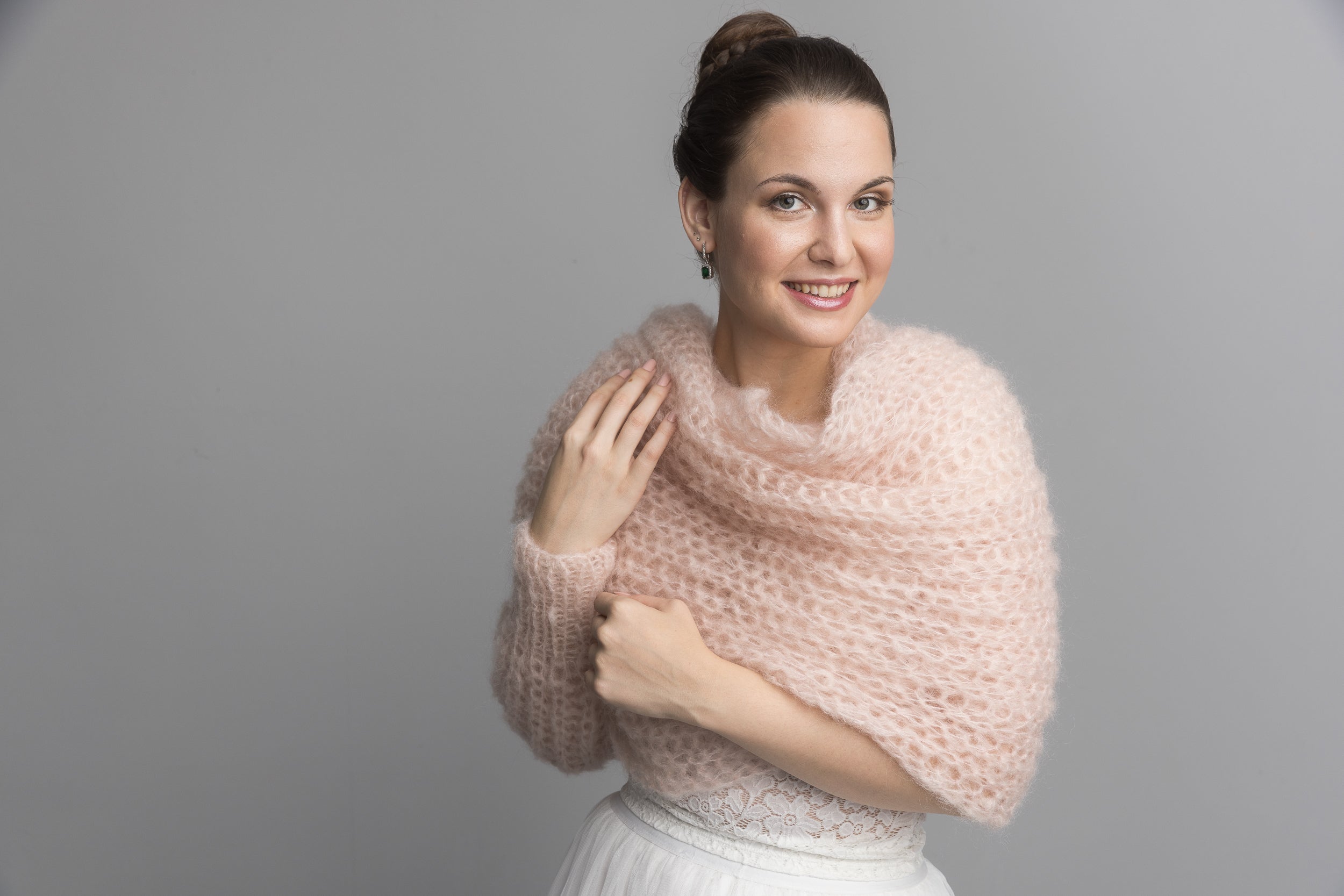 Knit Kit: Stolero gestrickt im 3 D Muster aus Ingenua Mohair - Beemohr