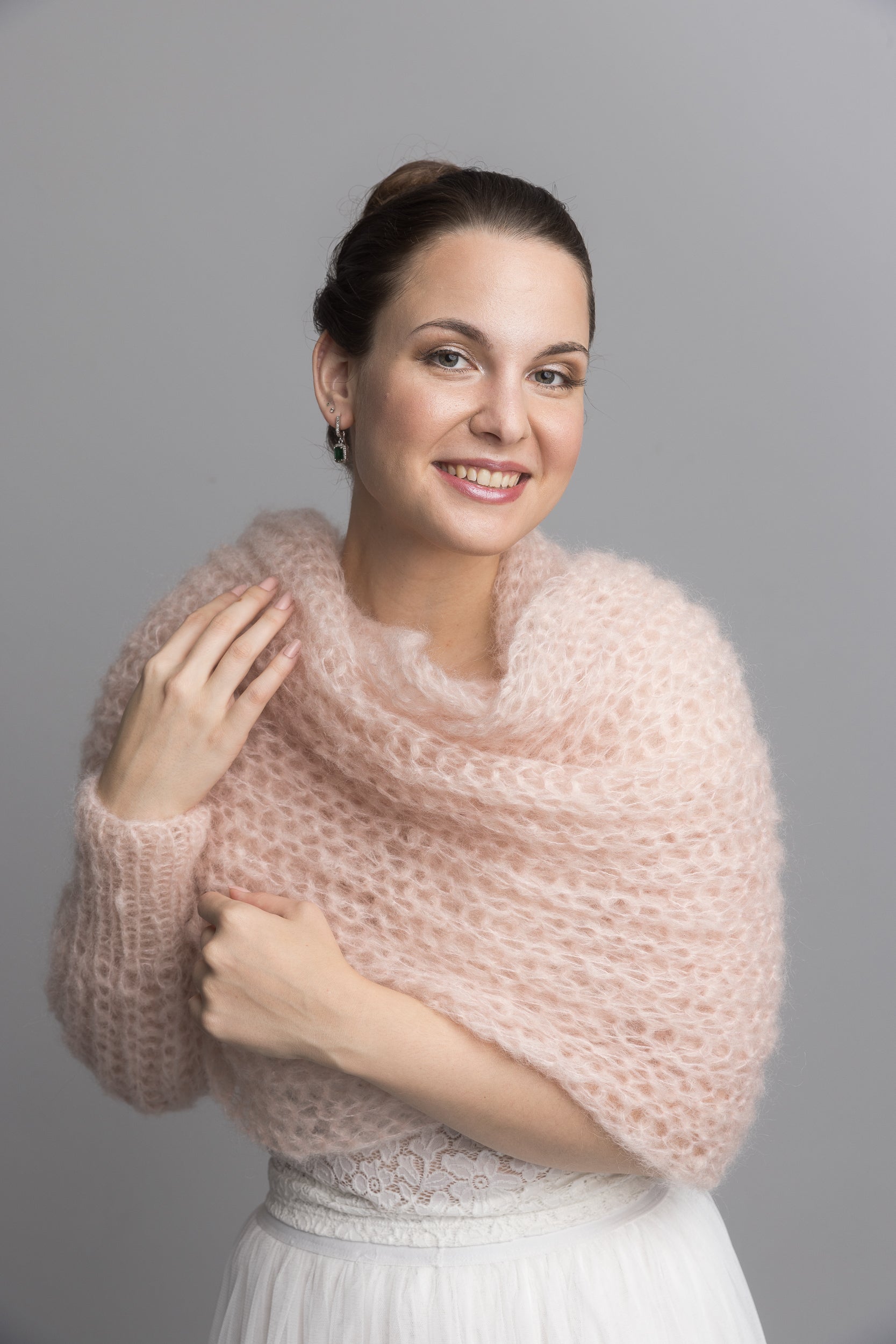 Knit Kit: Stolero gestrickt im 3 D Muster aus Ingenua Mohair - Beemohr