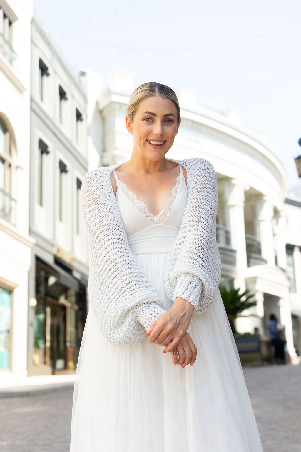 Strickanleitung für einen festlichen Bolero aus einem Glitzer Mix - Beemohr
