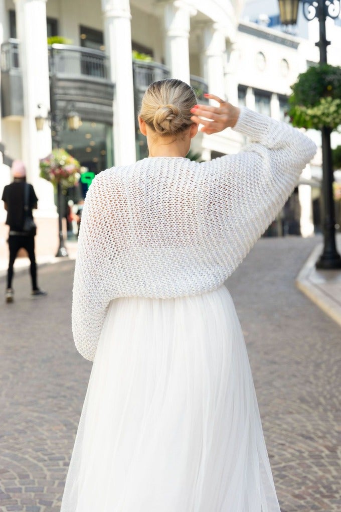 Strickanleitung für einen festlichen Bolero aus einem Glitzer Mix - Beemohr