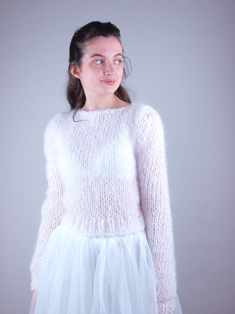 Strickanleitung für einen Strickpullover aus Mohair - Beemohr