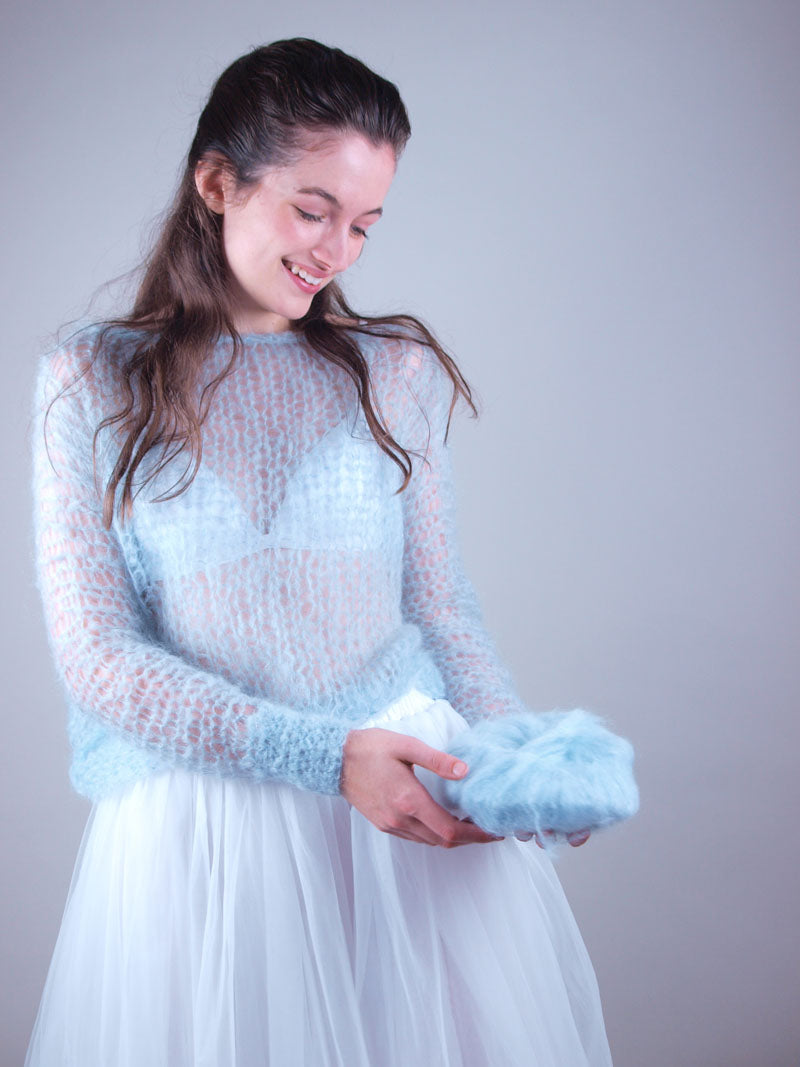 Knit Kit: Leichter Brautpullover aus Kid Mohair gestrickt NELLY - Beemohr