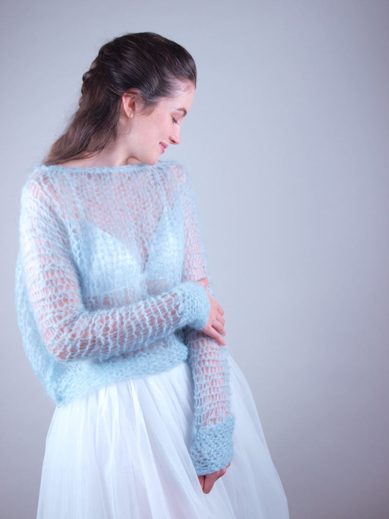 Knit Kit: Leichter Brautpullover aus Kid Mohair gestrickt NELLY - Beemohr