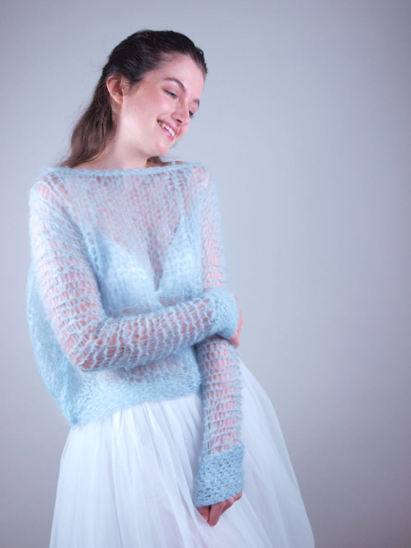 Knit Kit: Leichter Brautpullover aus Kid Mohair gestrickt NELLY - Beemohr