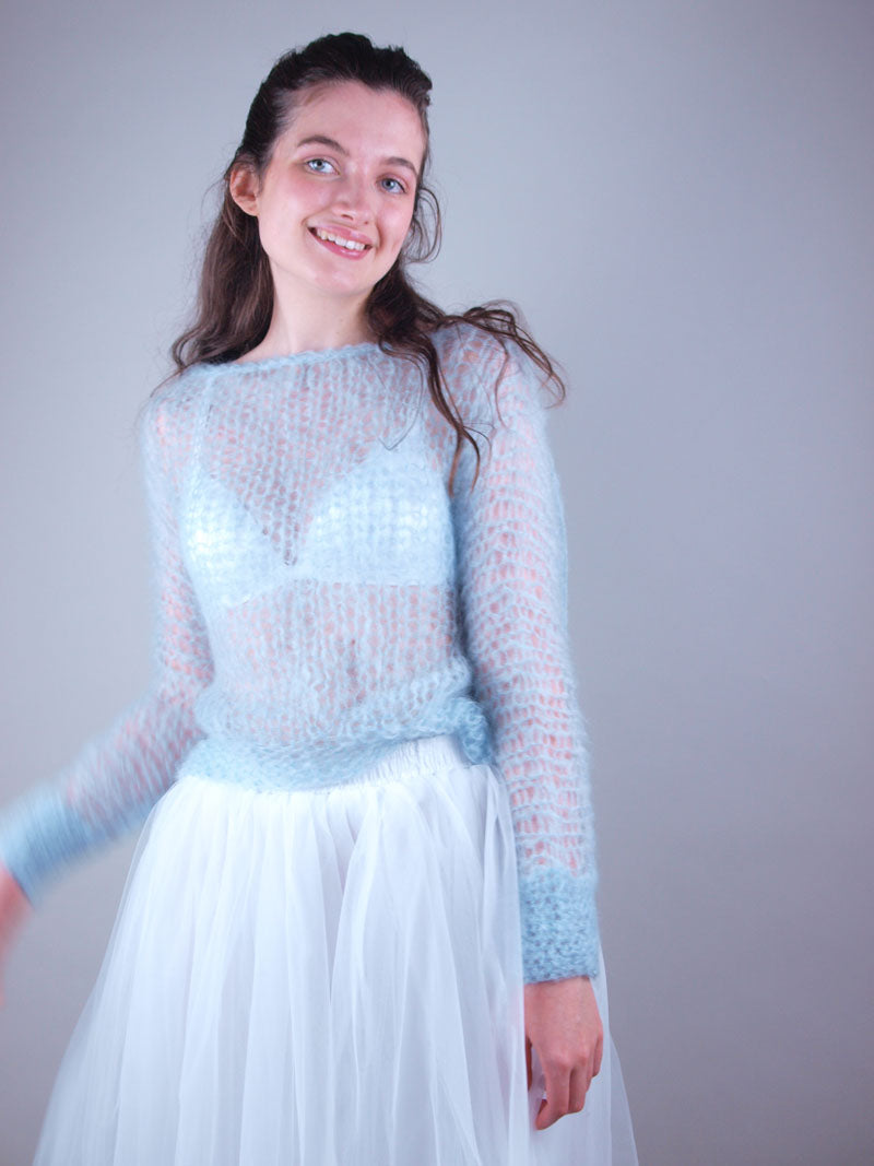 Knit Kit: Leichter Brautpullover aus Kid Mohair gestrickt NELLY - Beemohr