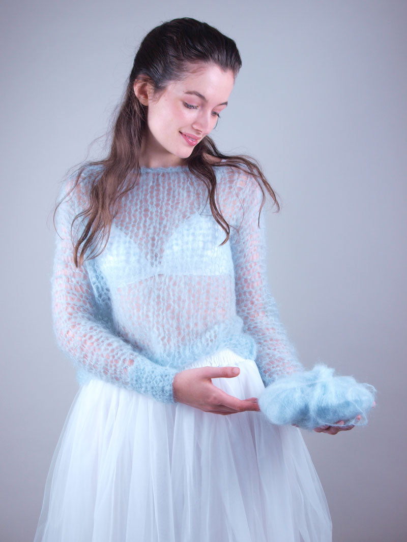 Knit Kit: Leichter Brautpullover aus Kid Mohair gestrickt NELLY - Beemohr