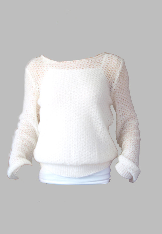 Strickpullover weit fallend PARADISE in weiß & ivory gestrickt für Vintage Weddings - Beemohr