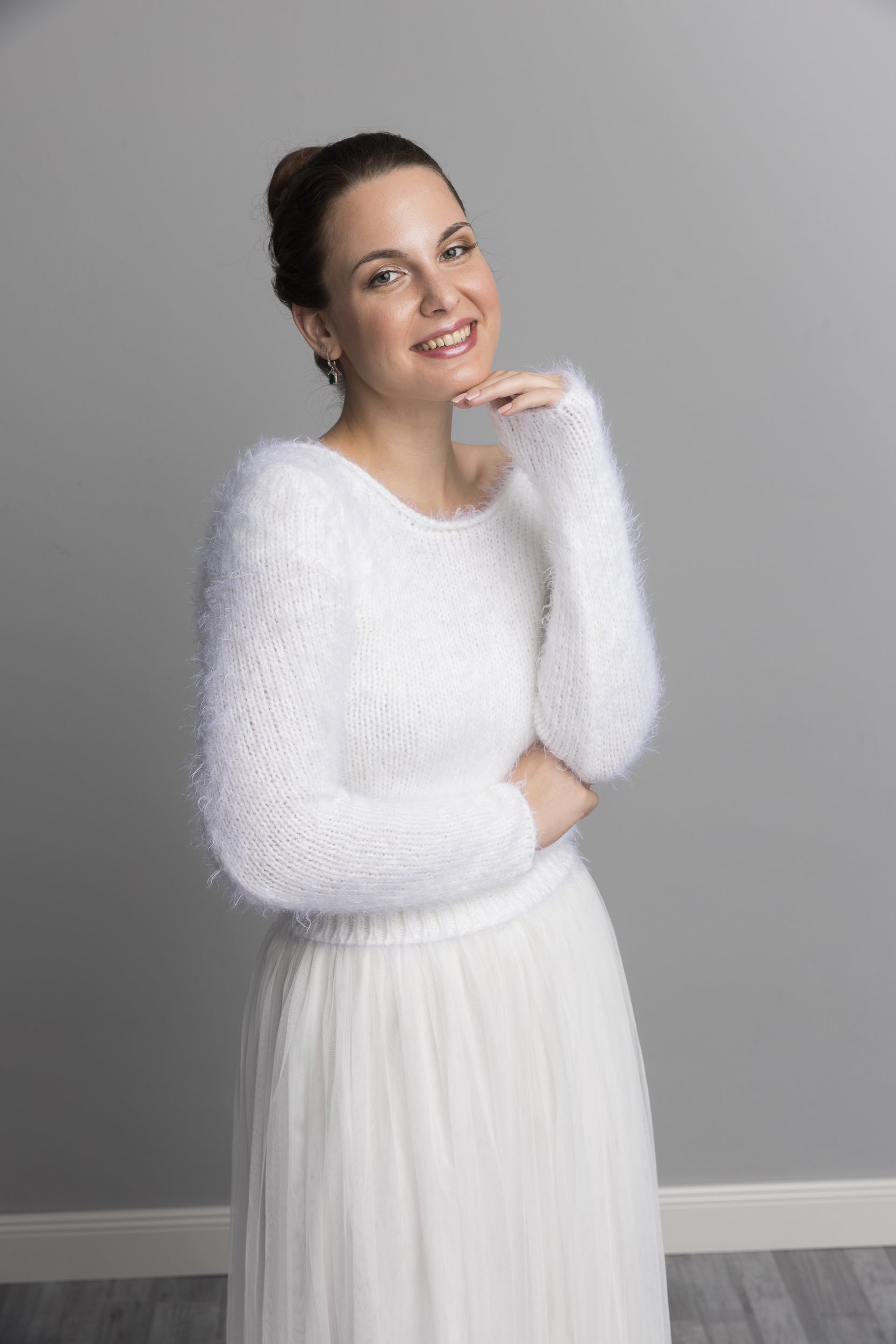 STRICKMUSTER: Brautpullover im Flausch-Look stricken VICKY - Beemohr