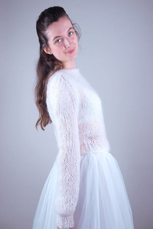 FOR YOU: Kuschelpullover Monti aus weichem Mohair für deinen Brautrock gestrickt - Beemohr