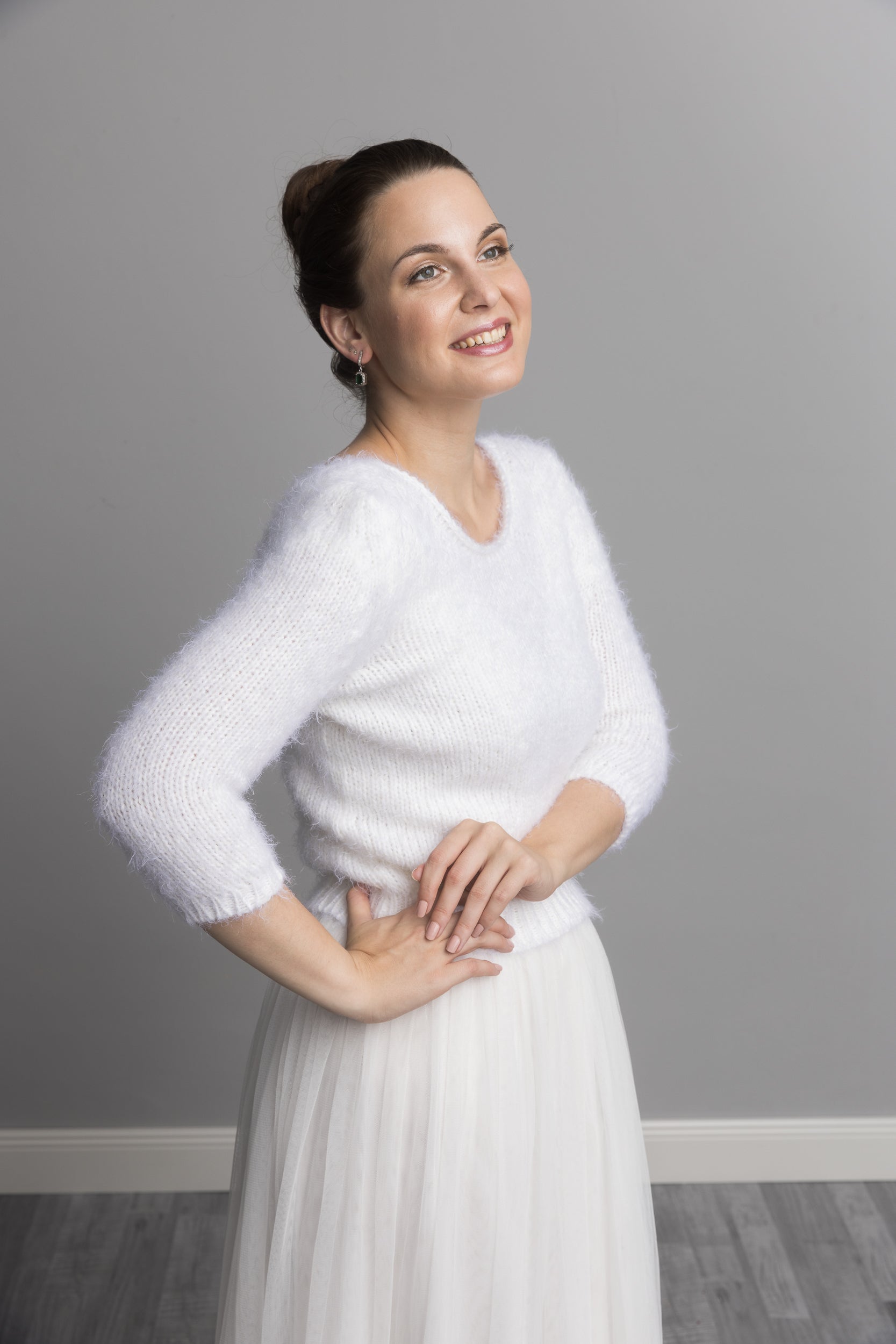 Für Hochzeiten: Kuschelpullover zum selber stricken mit 3/4 Arm - Beemohr