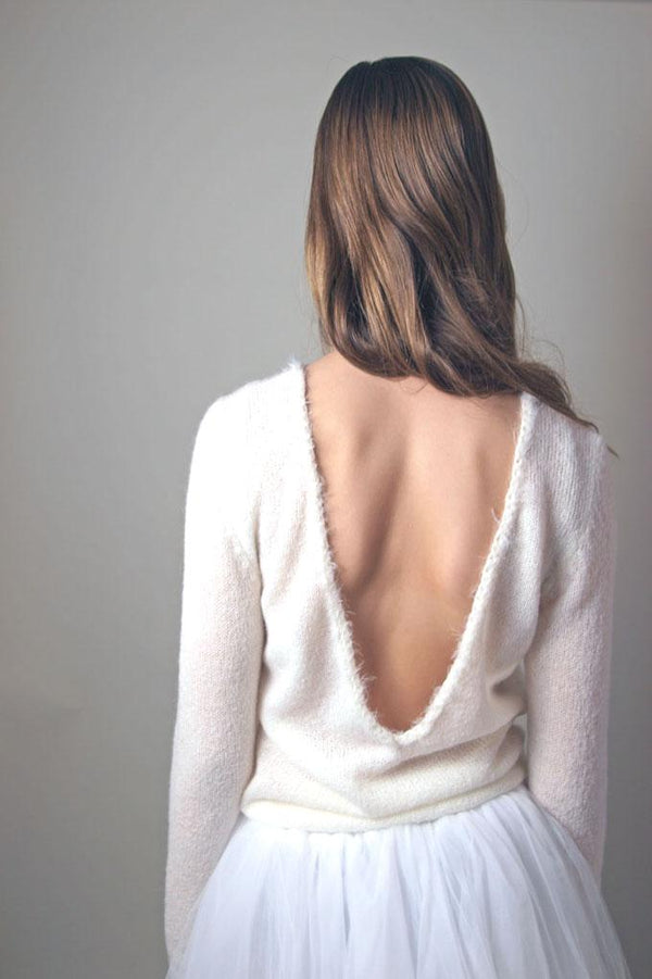Brautpullover mit tiefem Rückenausschnitt ♥ COCO ♥ gestrickt für Hochzeiten - Beemohr