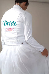 Sticker zum Aufbügeln für die Hochzeiten: BRIDE mit Blumenranke - Beemohr