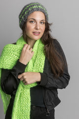 Schal & Mütze in neon grün oder pink zum Selber-Stricken - Beemohr