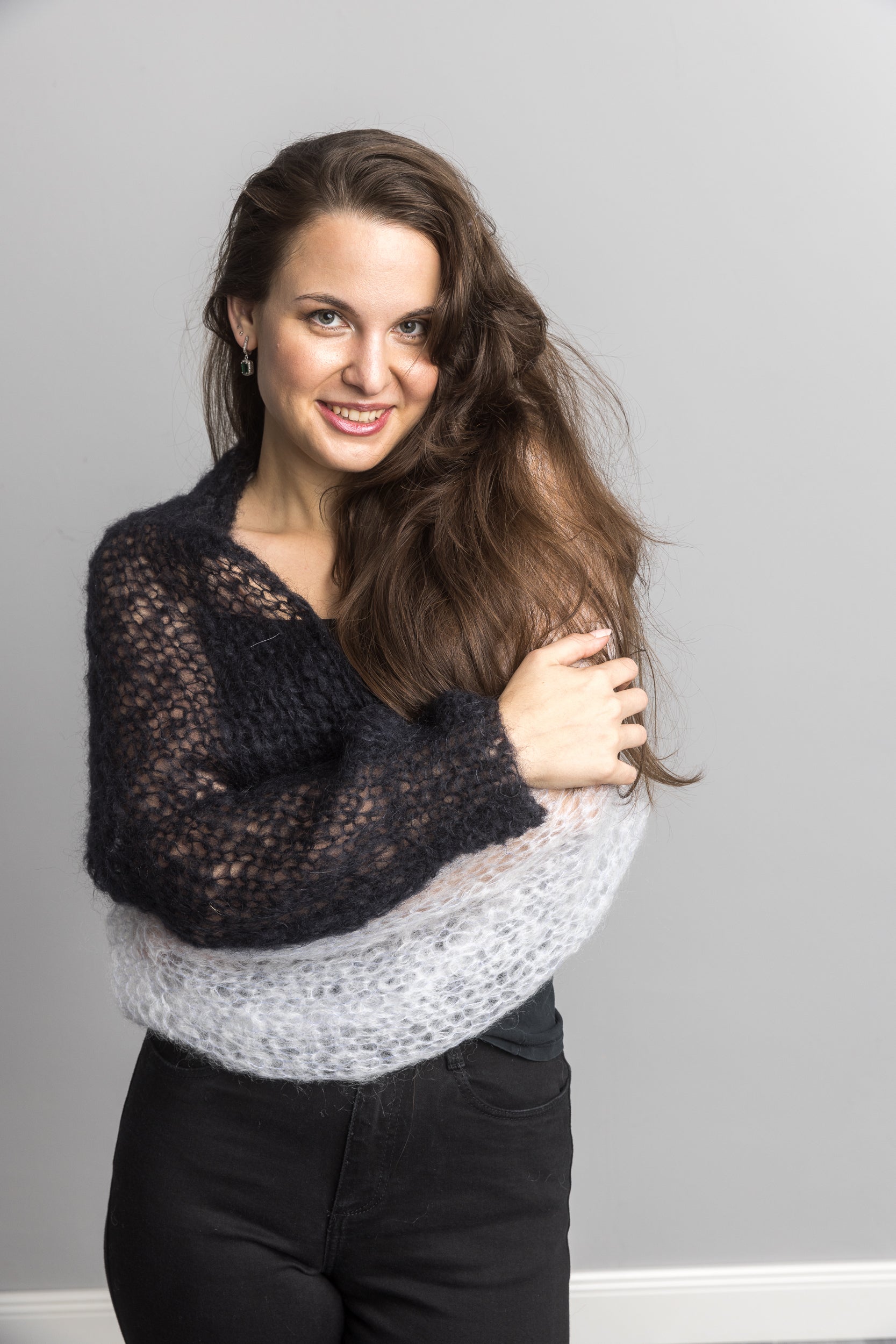 Knit Kit: Zweifarbige Bolero Jacke DUETTA aus Ingenua Mohair - Beemohr