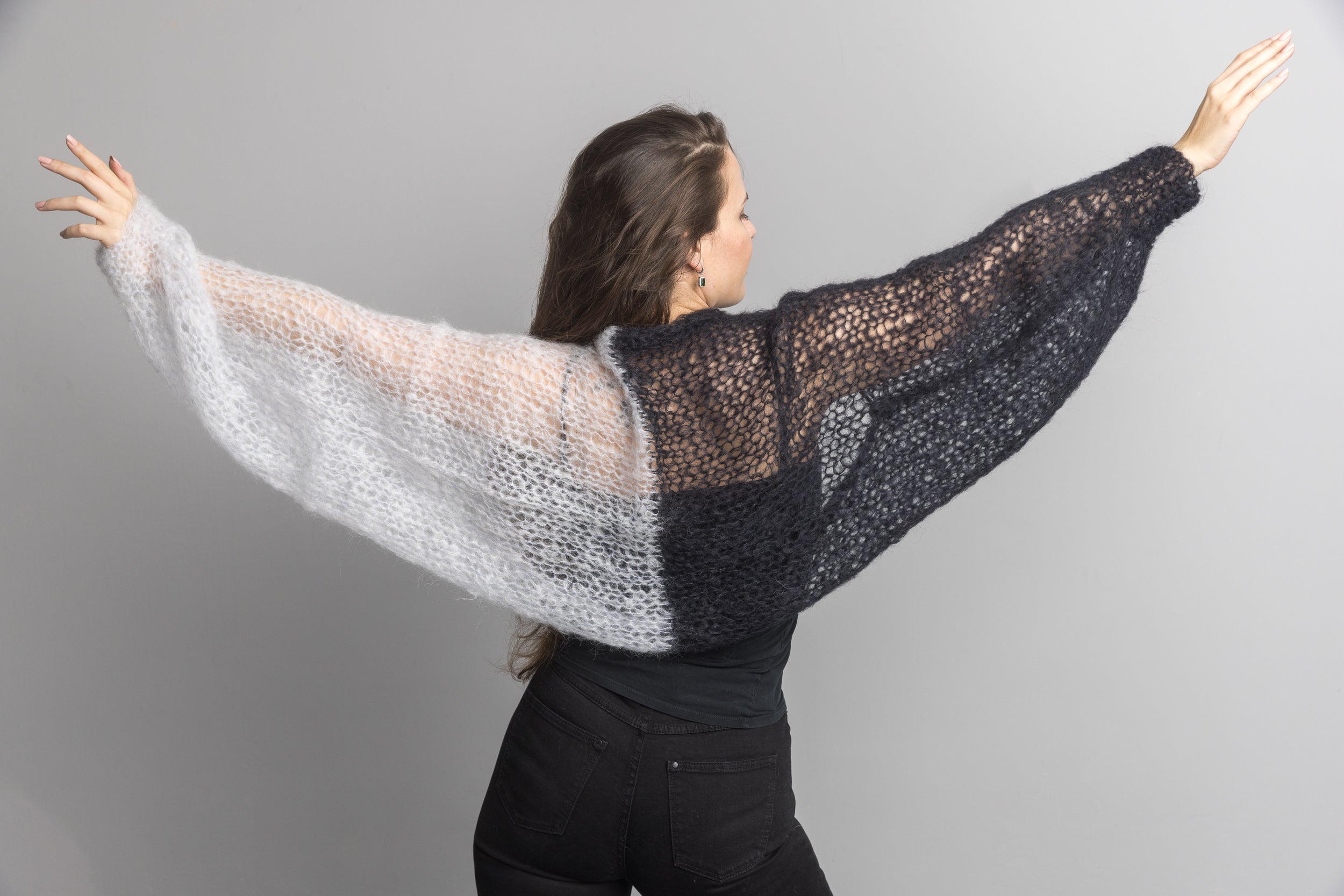 Knit Kit: Zweifarbige Bolero Jacke DUETTA aus Ingenua Mohair - Beemohr