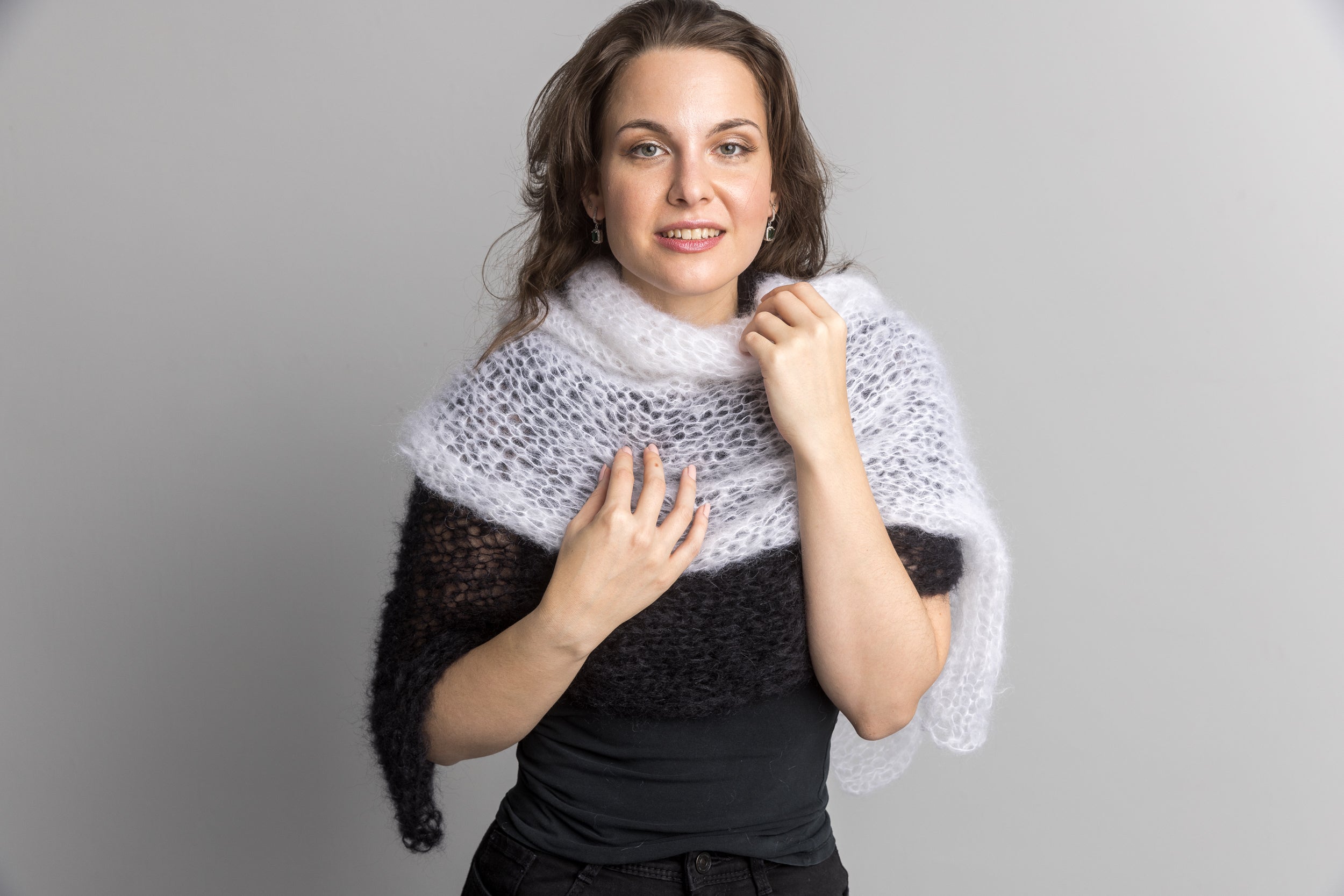 Knit Kit: Zweifarbigen Stola Schal zum Selber Stricken aus Mohair - Beemohr