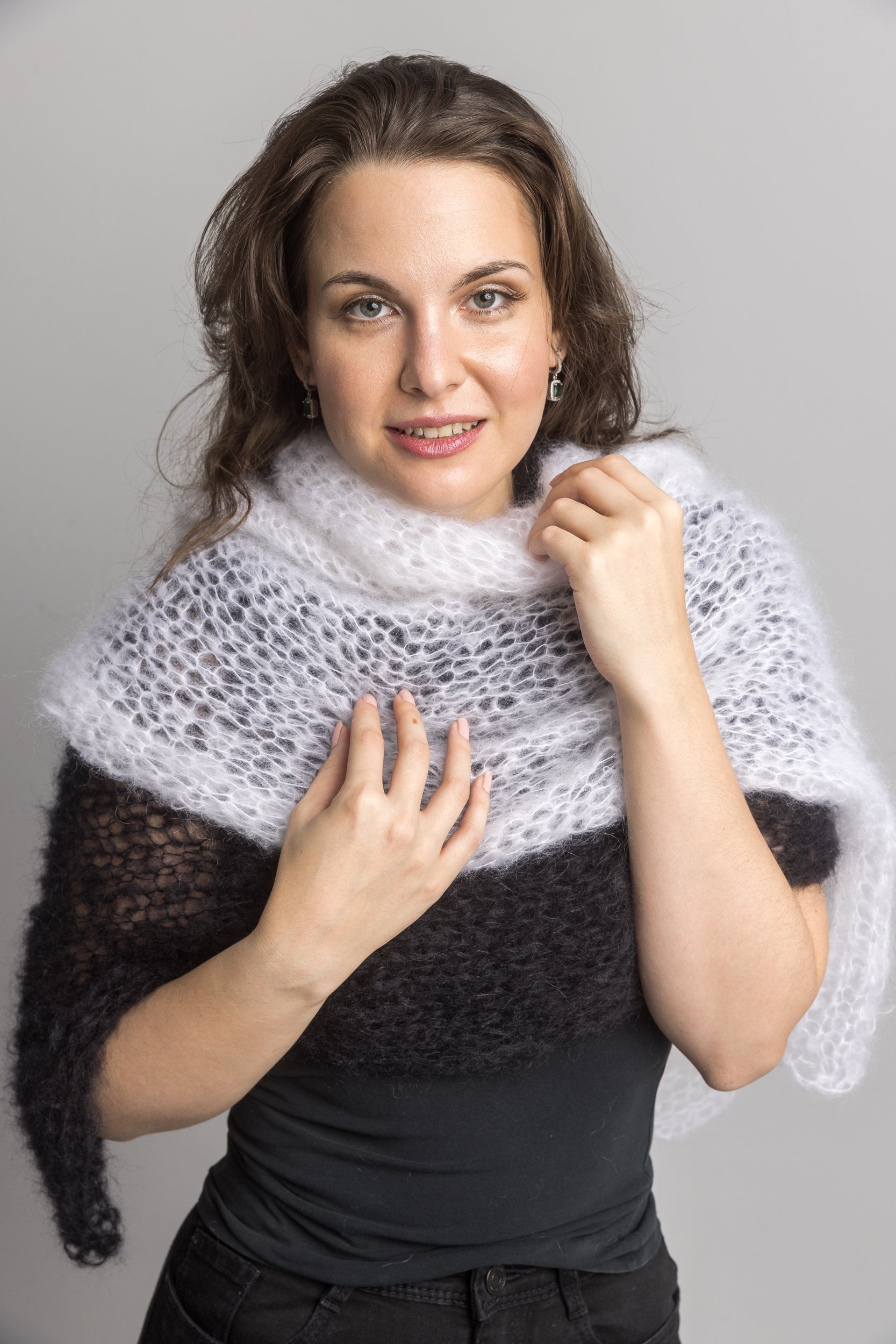 Knit Kit: Zweifarbigen Stola Schal zum Selber Stricken aus Mohair - Beemohr